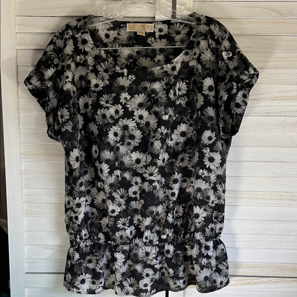 Michael Kors Black and White Floral Blouse